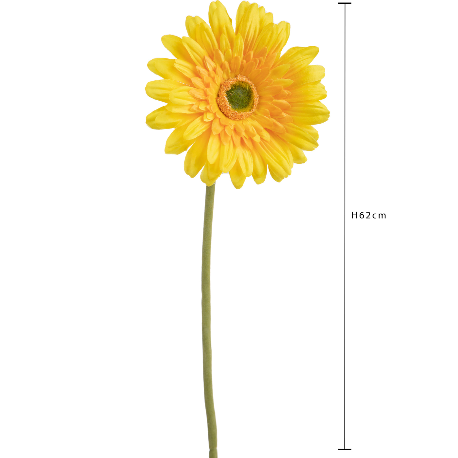 Fiore Di Gerbera Singolo. Altezza 62 Cm - Pezzi 12 - 12X62X12cm - Colore: Giallo - Bianchi Dino - Fiori Artificiali