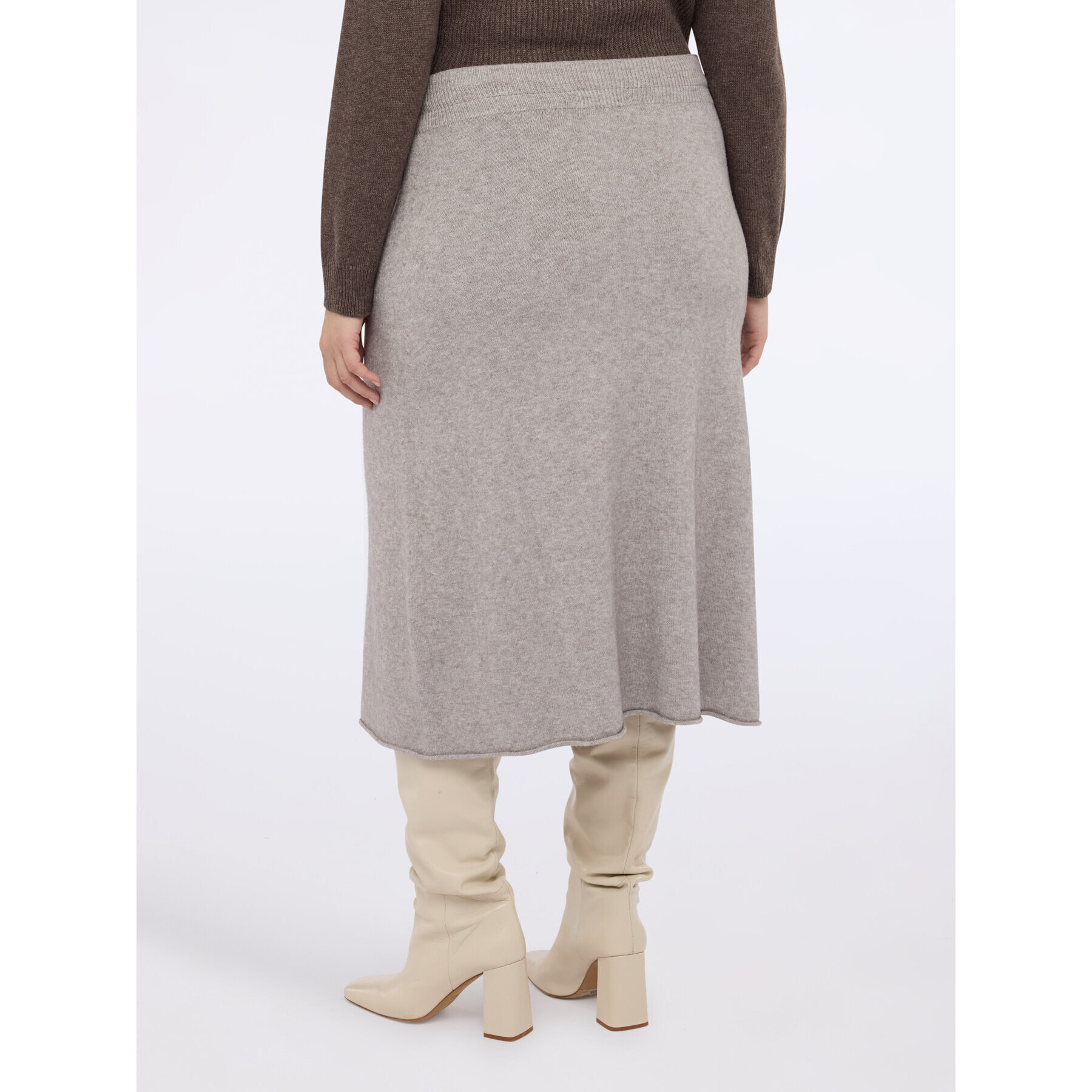 Fiorella Rubino - Gonna in maglia con coulisse - Beige