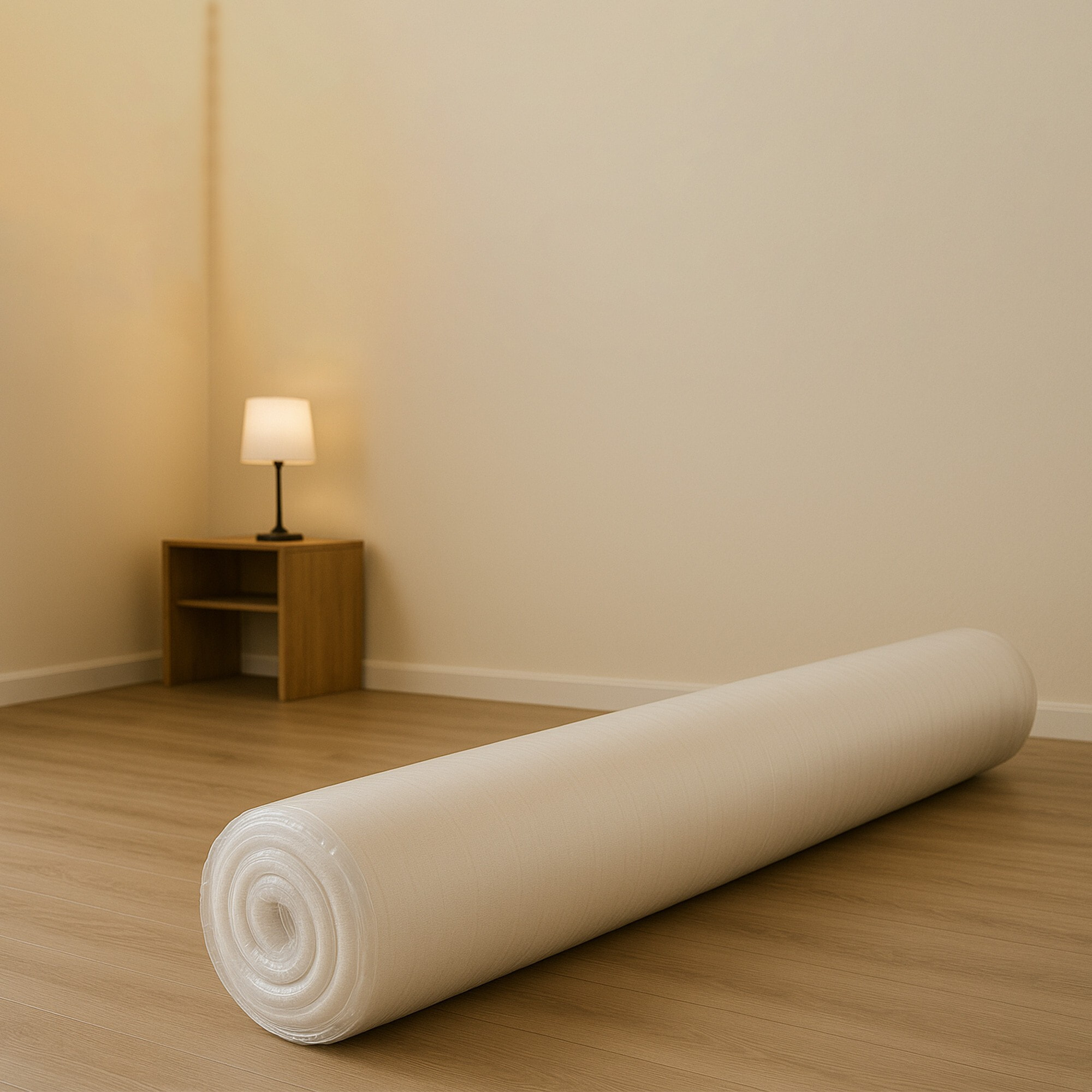 Ensemble matelas mémoire de forme MEMORIA avec sommier et tête de lit, chenille bouclettes crème