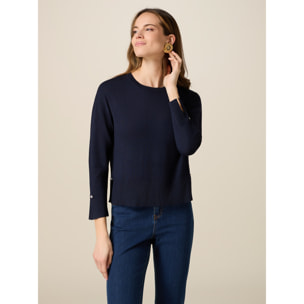 Oltre - Jersey mezcla viscosa con botones joya - Azul