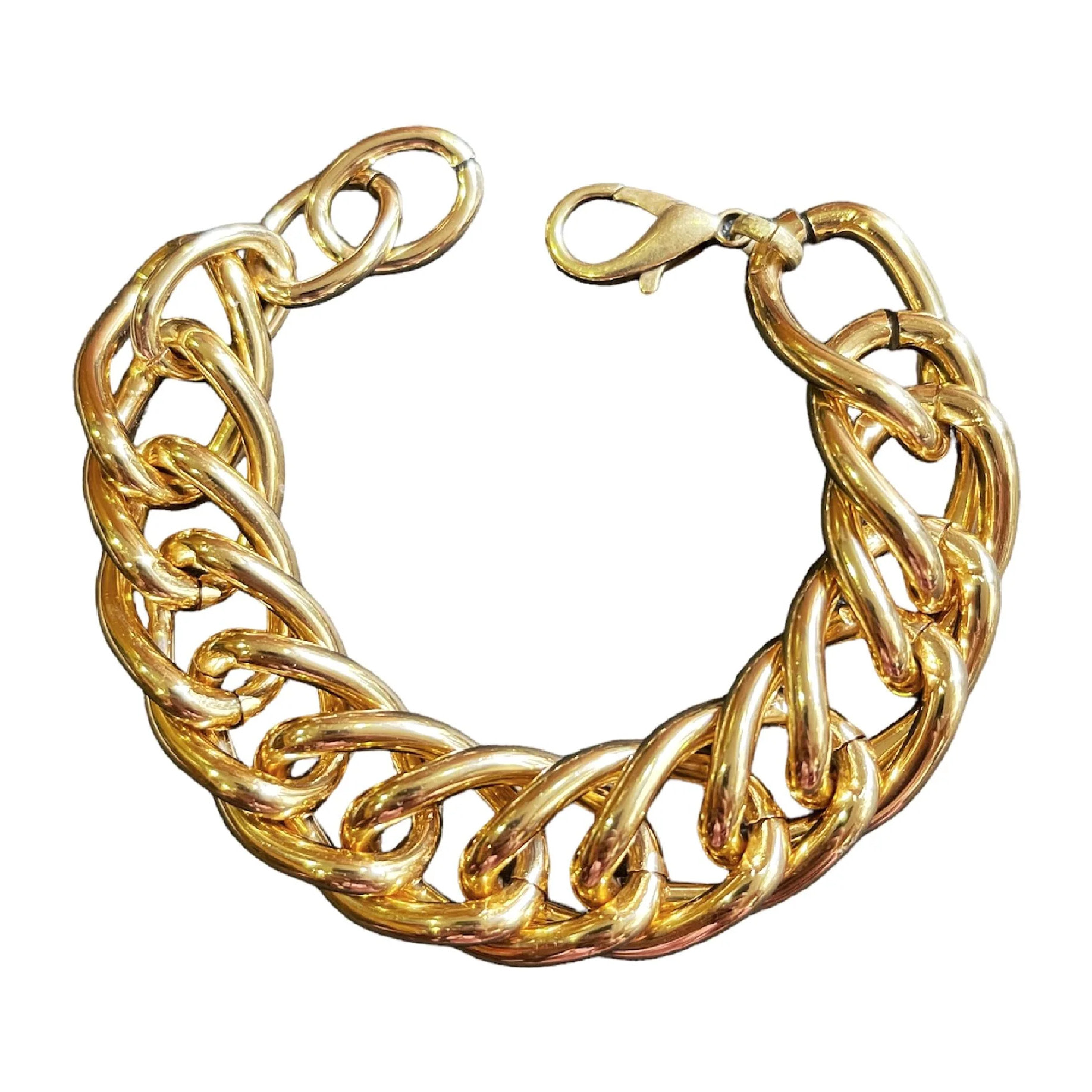 Pulsera eslabón grande dorado doble