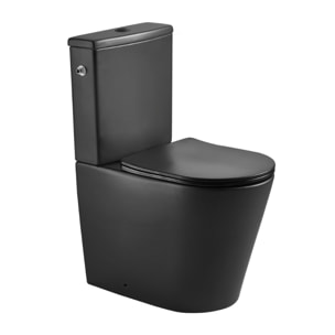Brevis WC à poser complet sans bride en céramique avec abattant SoftClose, rinçage Vortex, noir mat (SATBRE031RTORVPBKM)