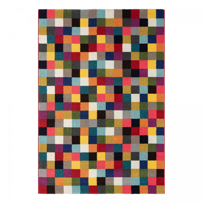 Tapis Tene motif géométrique destructuré multicolore
