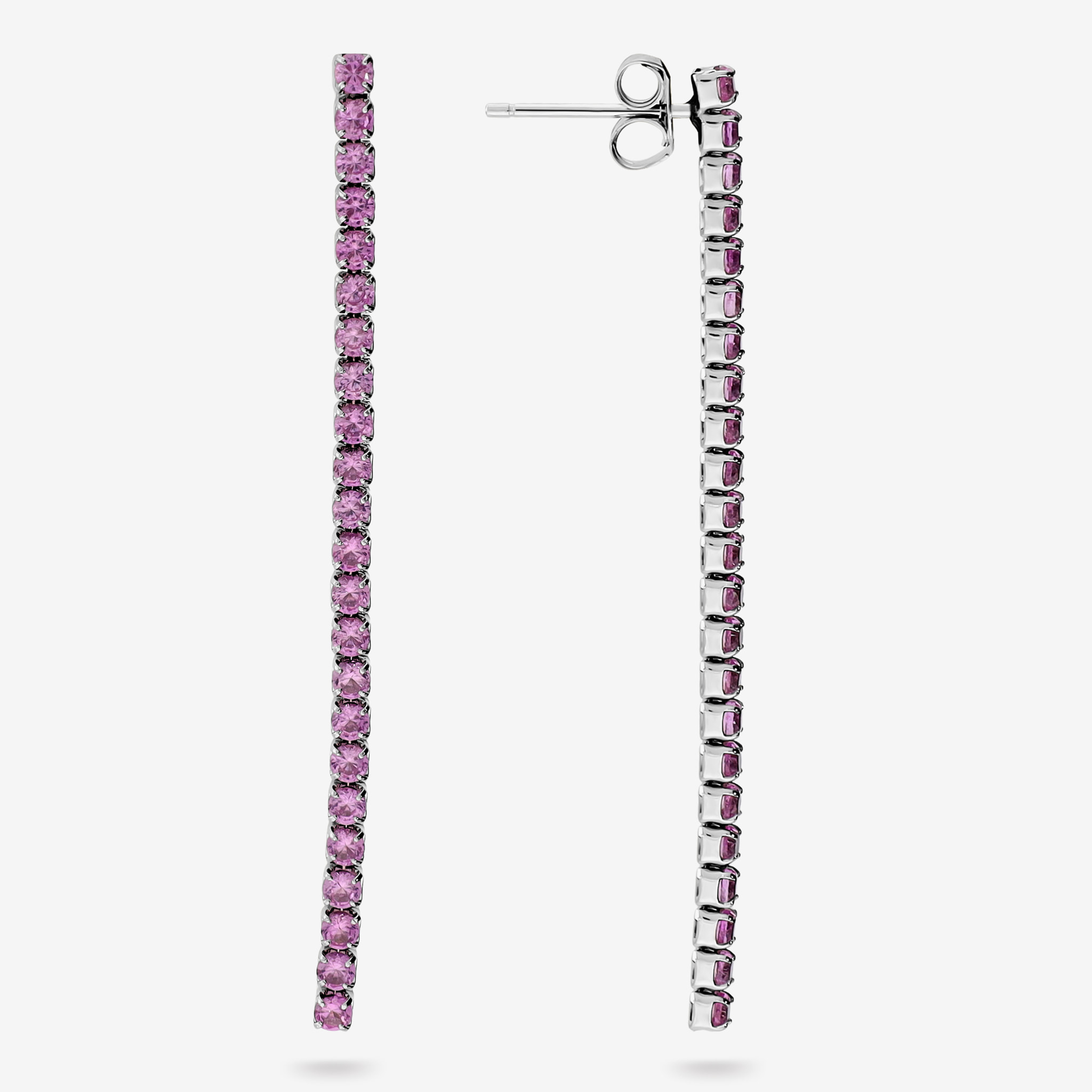 Orecchini Tennis con Cubic Zirconia Rosa