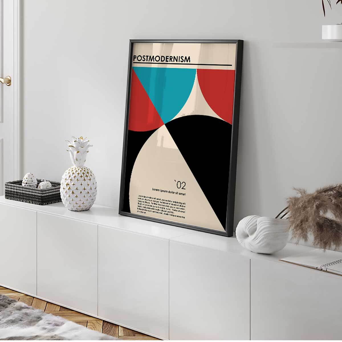 Affiche encadrée abstraite postmodernisme graphique Affiche + cadre en métal - Noir