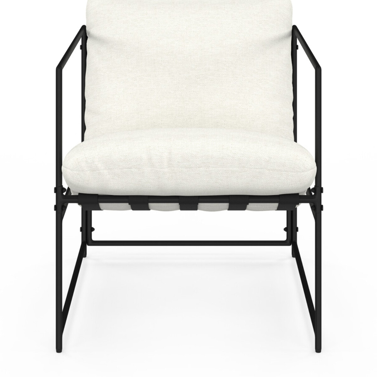 Fauteuil Penelope en tissu blanc et pieds métal noirs