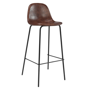 Lot de 2 chaises de bar 75 cm en cuir synthétique marron - Henrik