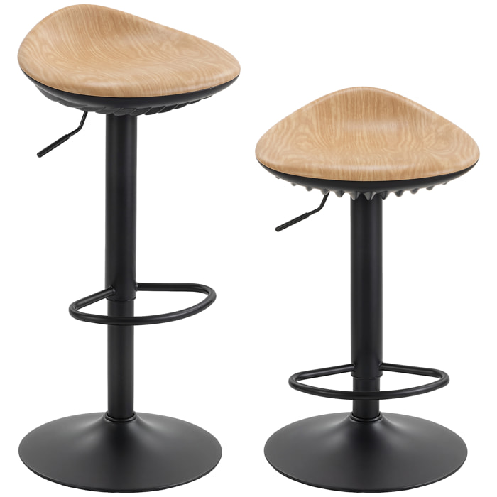 Lot de 2 tabourets de bar métal synthétique effet bois clair