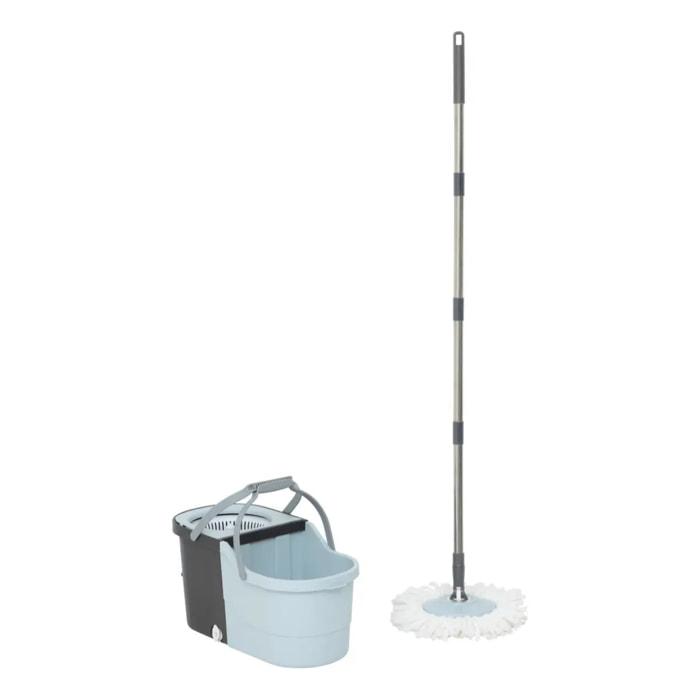 Set serpillère seau 7l + balai microfibre Stepa bleu et taupe