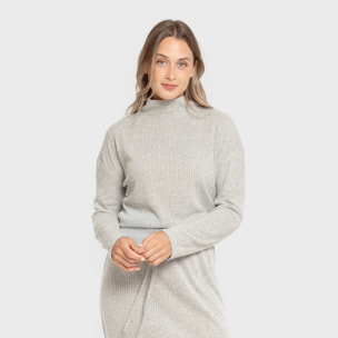 Jersey cuello subido rib canalé mujer