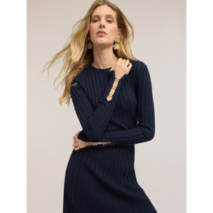Motivi - Minidress in maglia a coste con gonna plissé - Blu