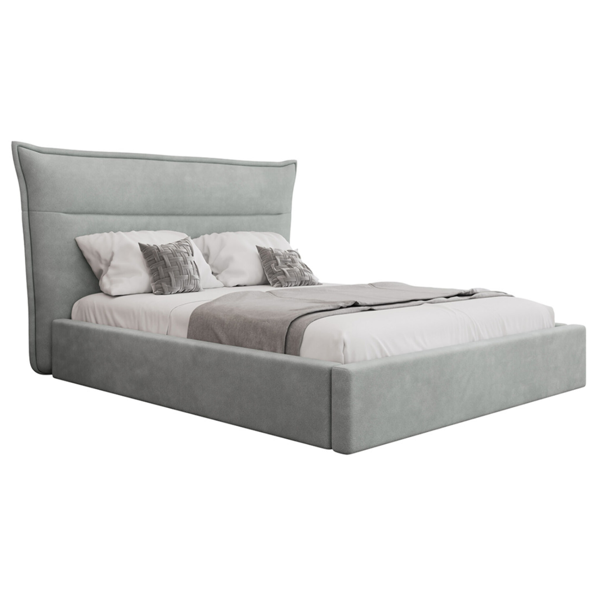 Emy - lit coffre - 140x200 cm - en velours - sommier inclus - Gris clair