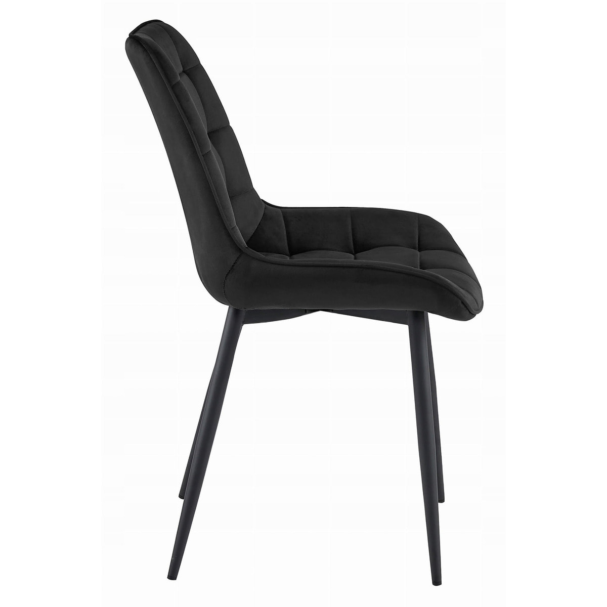 Set di 4 sedie Bera in velluto nero con trapuntatura