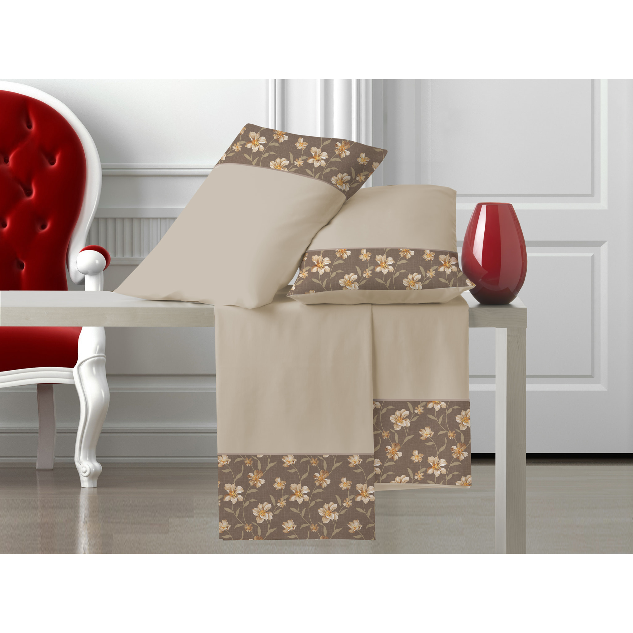 Completo letto Armonie IPERSAN Puro Cotone Gigliola Beige