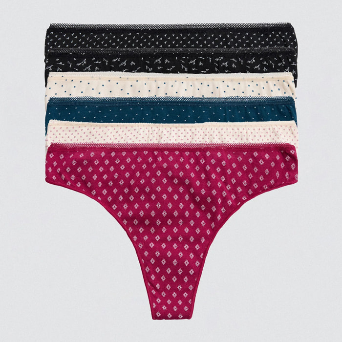 Confezione da 6 infradito in cotone stampato