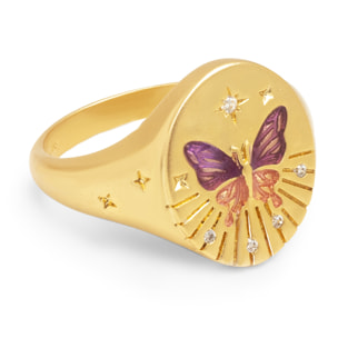 Anelli Butterfly Rose Stamp - 16 Placcato Oro