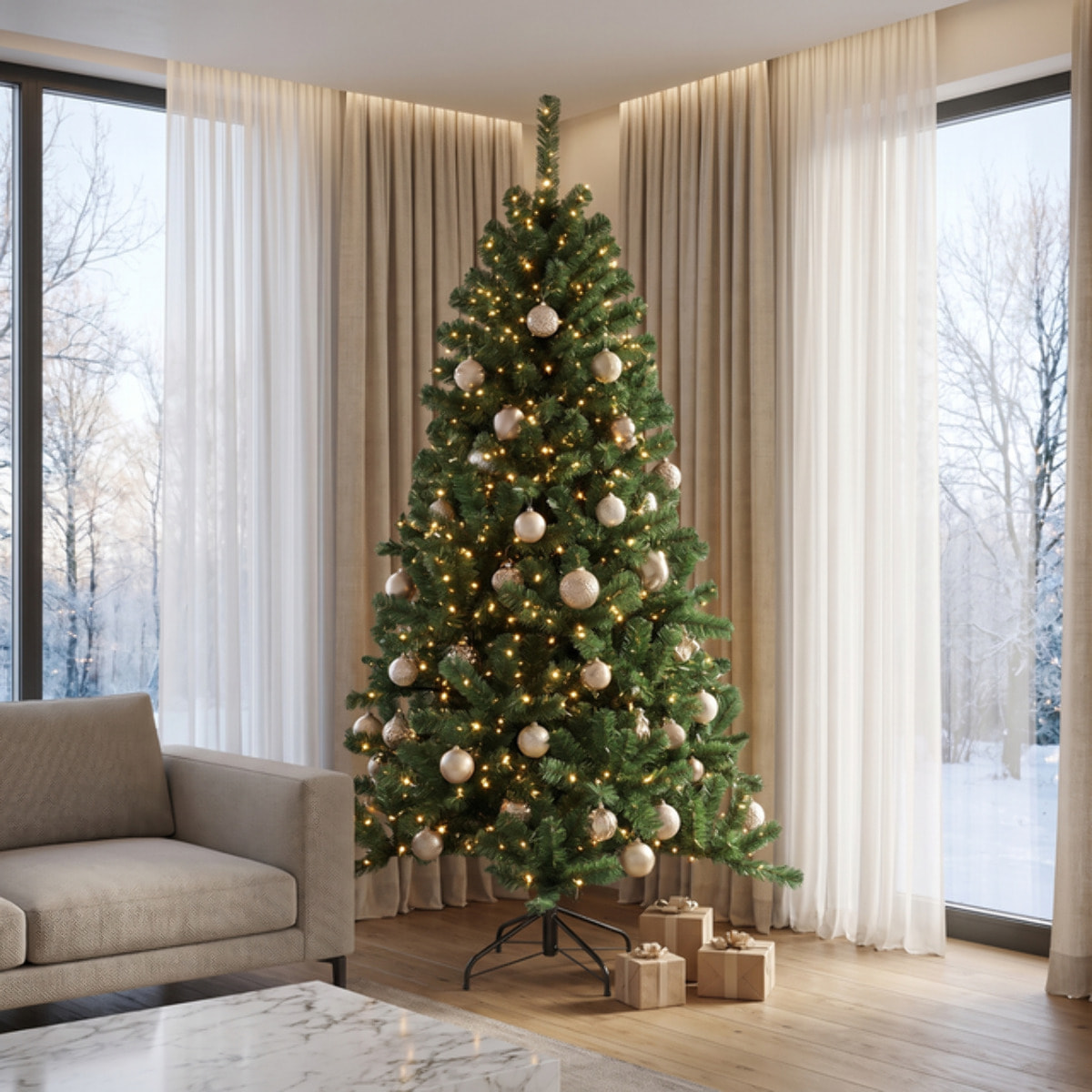 Albero di Natale artificiale in PVC e acciaio - VERDE