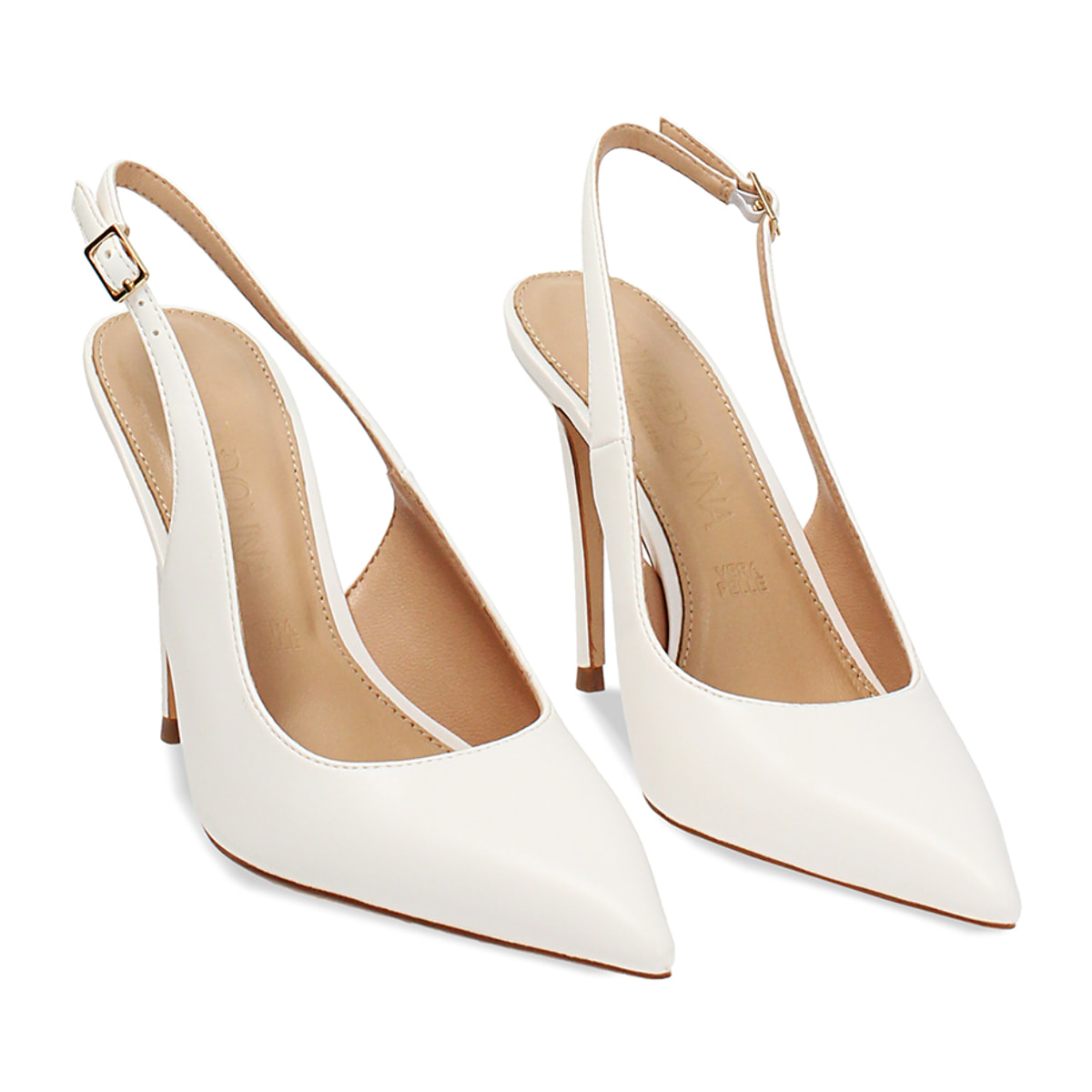 Zapato de salón blanco tacón 10 cm