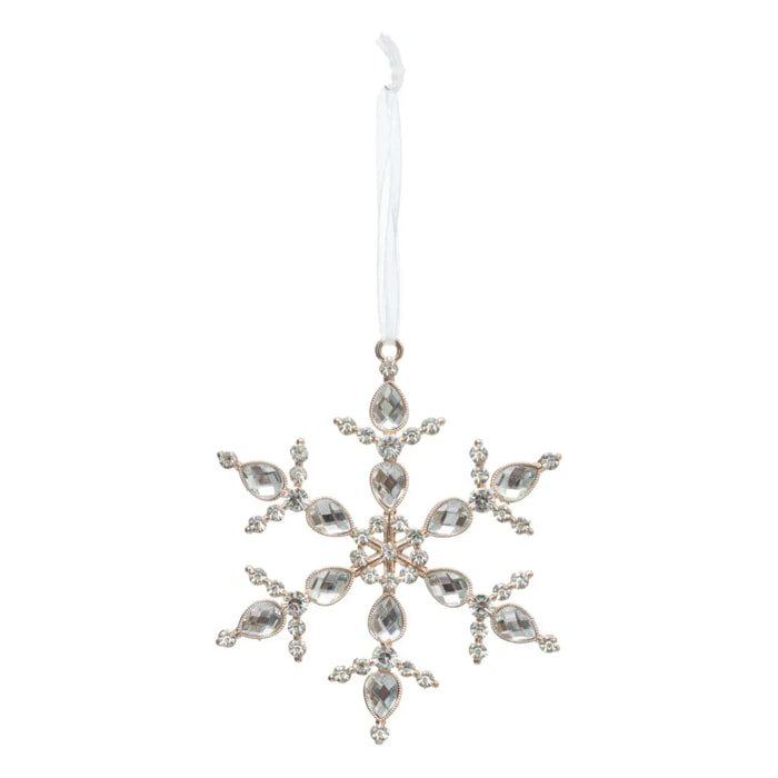 Décoration de sapin en métal flocon strass 12cm