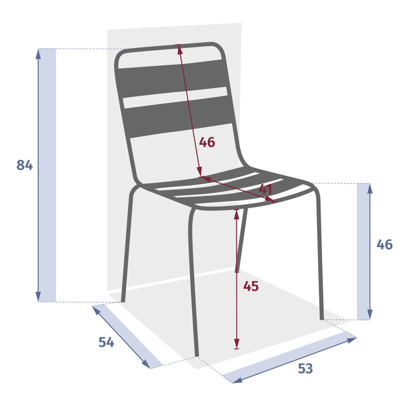 Chaise de jardin empilable "Phuket" ambre en acier traité epoxy