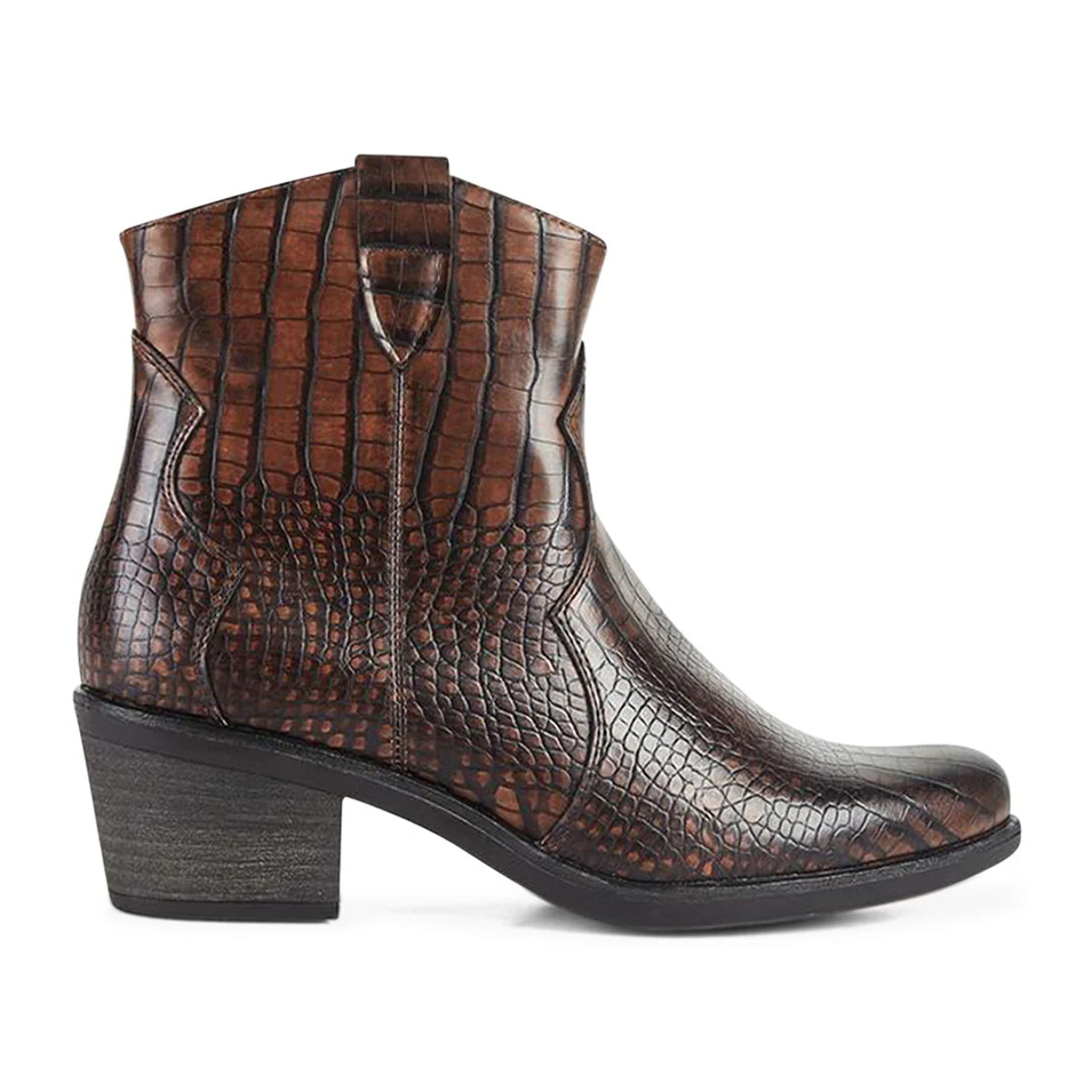 Stivaletti da donna, stile western, stampa coccodrillo