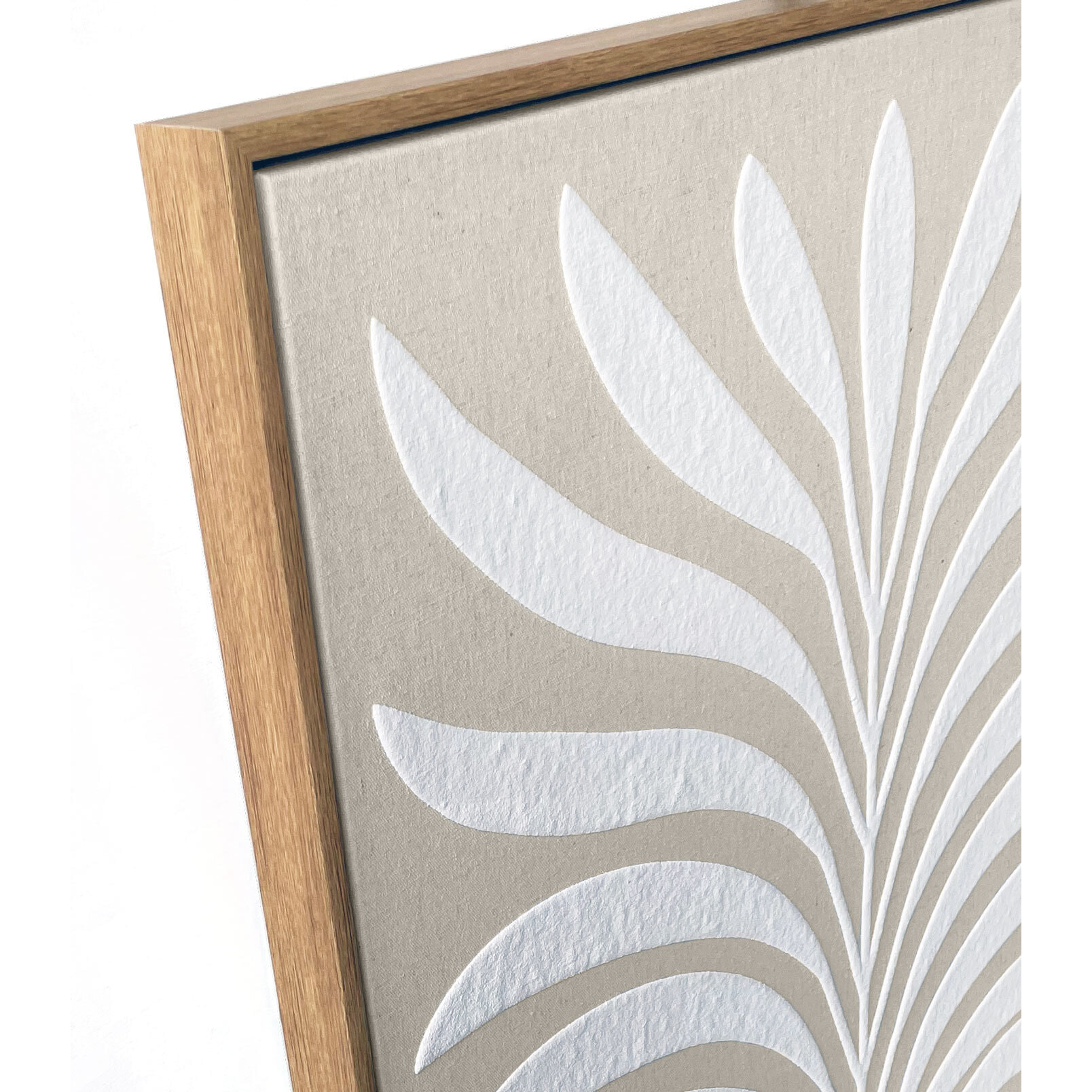 Cuadro Linen lino impresión 3D beige-blanco 73x53x4 cm