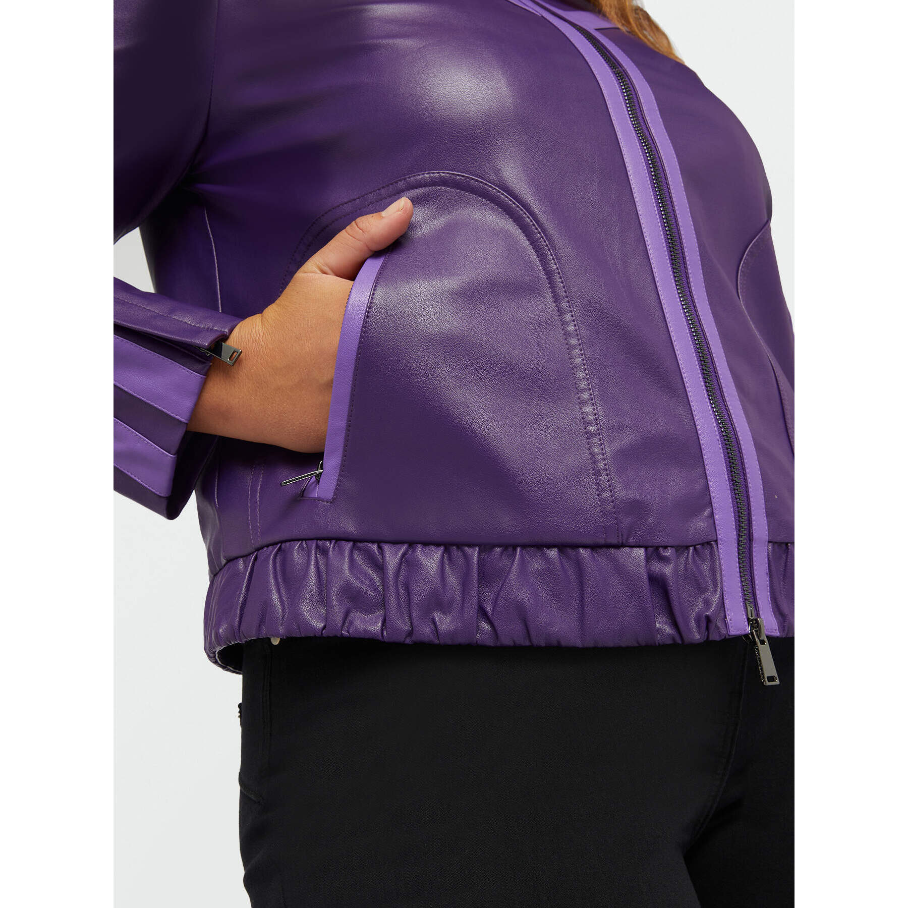 Fiorella Rubino - Chaqueta biker de dos colores - Violeta