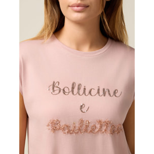 Oltre - Camiseta de punto jersey con bordado de letras - Rosa