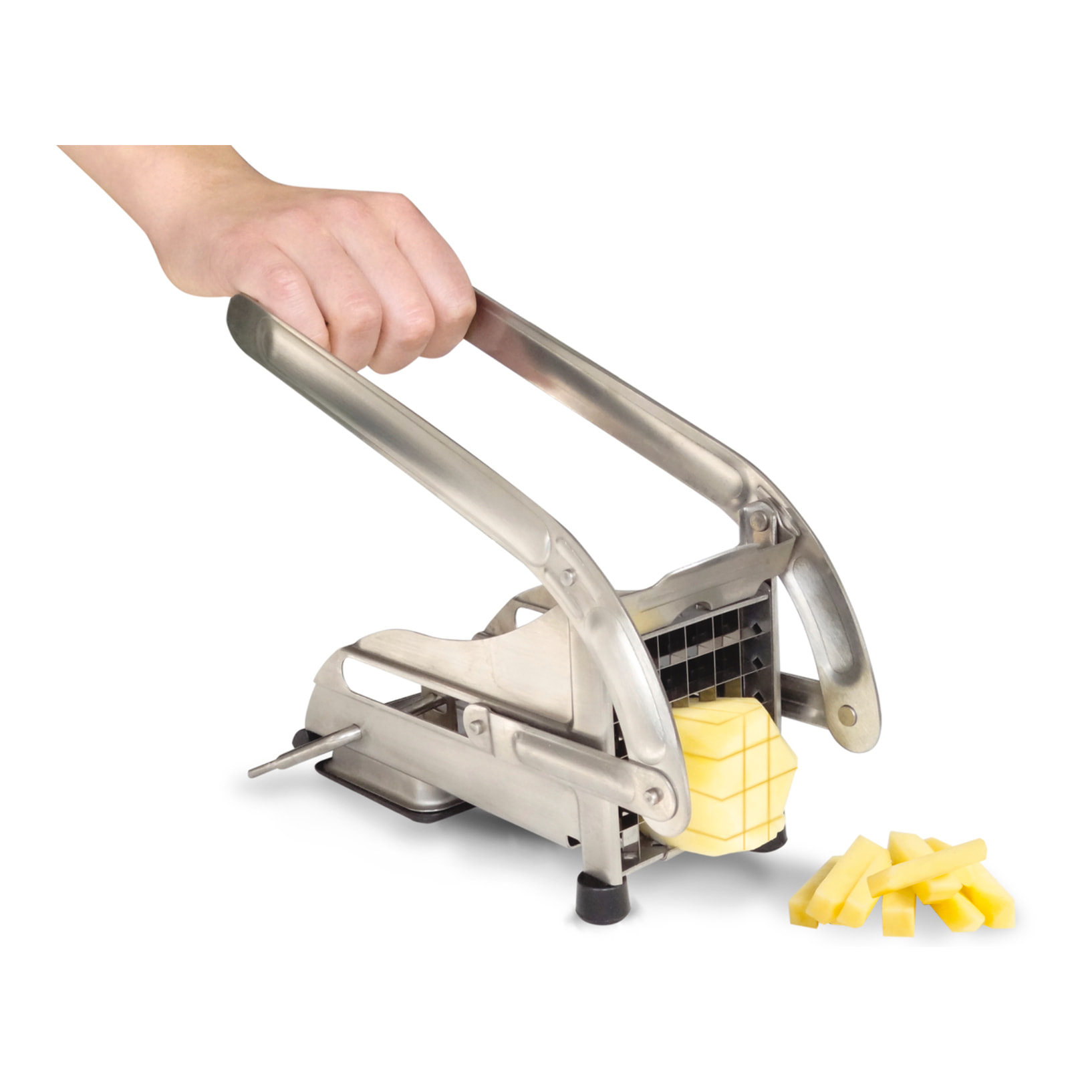 Coupe-frites ménager inox sur ventouse - 2 couteaux - Pack La Bonne Graine