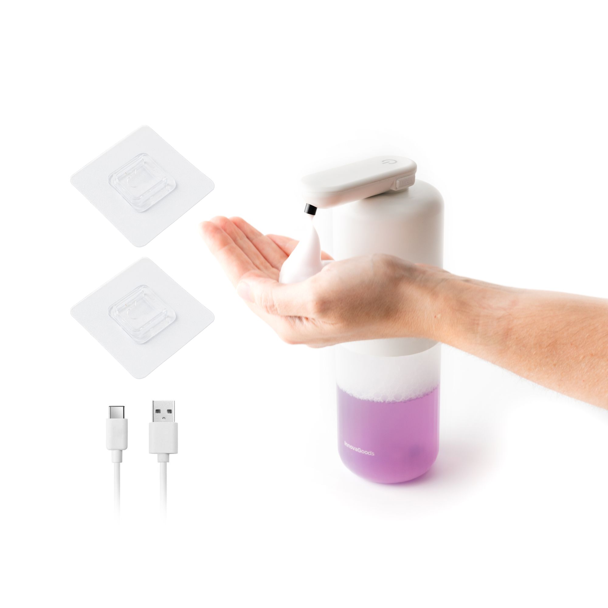 Distributore di sapone schiumoso automatico ricaricabile Bitefom - bianco - 11x21,5x6,5 cm