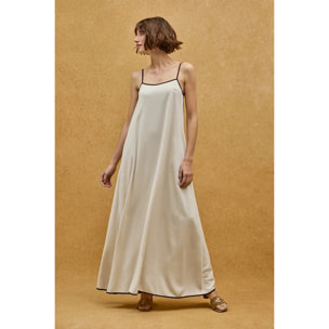 Vestido de tirantes color crudo con corte holgado Polo Club