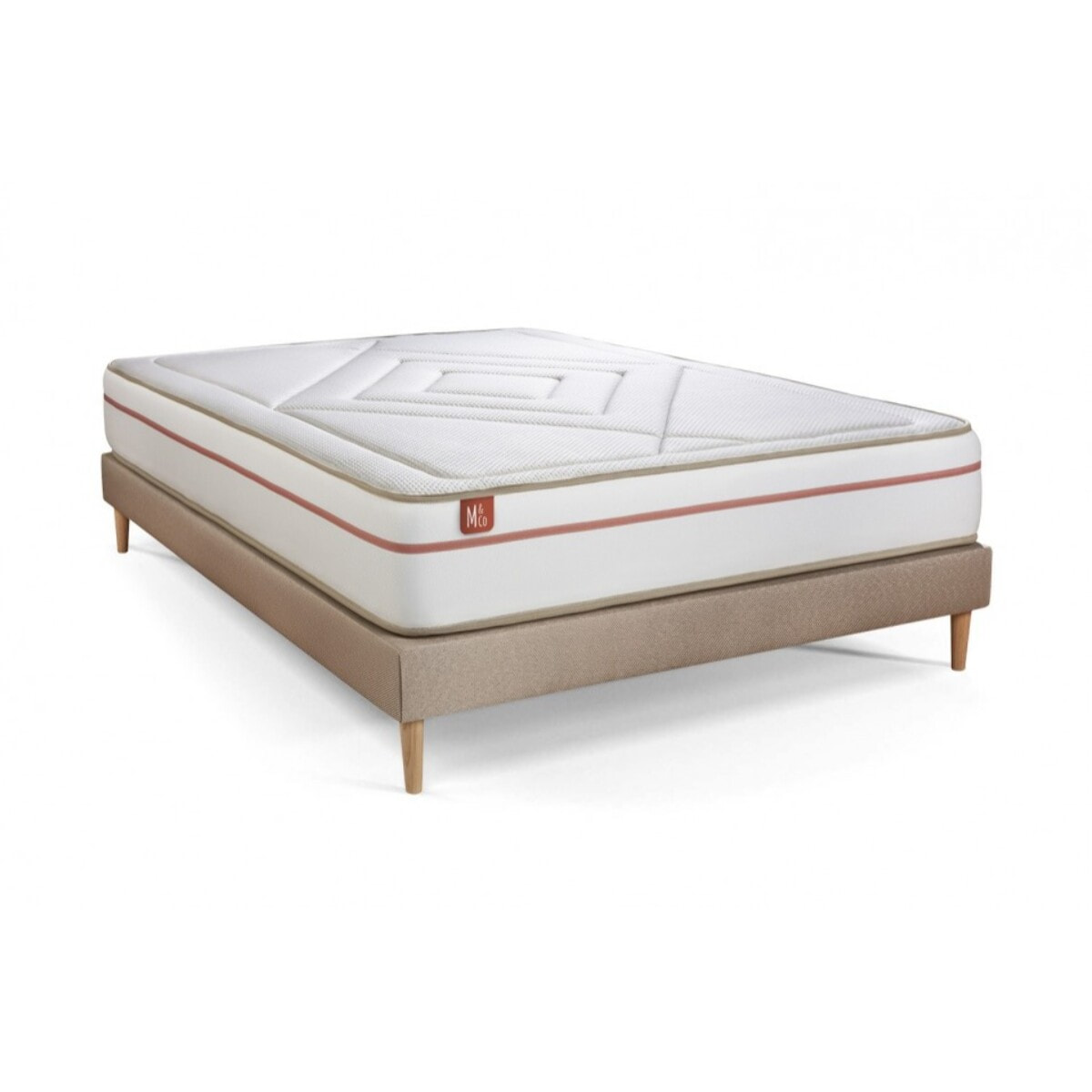 Pack matelas LE PAISIBLE - Mémoire de forme BioVisco - Ep. 24 + sommier Beige