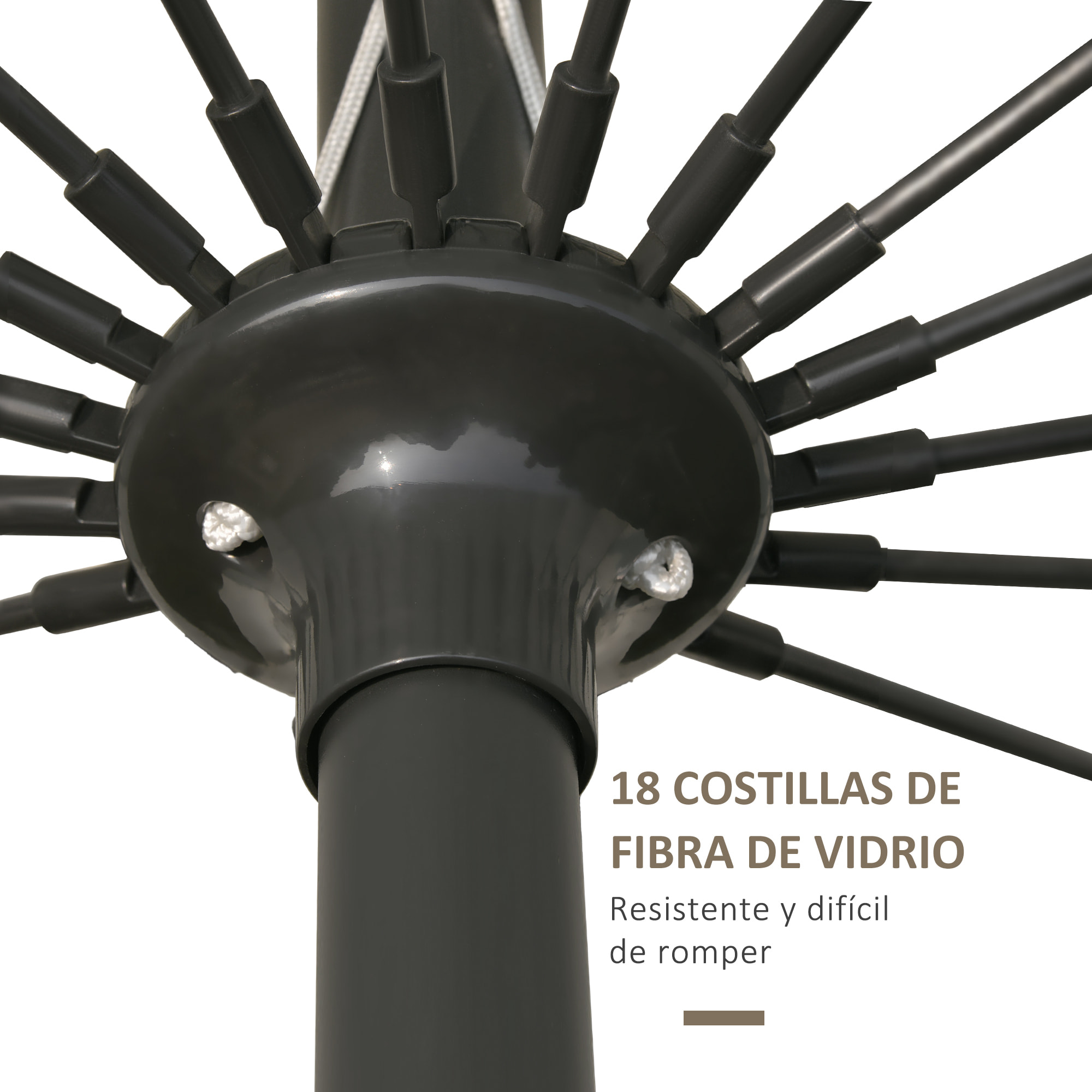 Sombrilla de Jardín Ø250x240 cm con Manivela Parasol Exterior con Mecanismo de Inclinación y Poste Desmontable de Metal para Terraza Piscina Patio Gris Claro