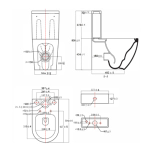 Fusion WC à poser complet sans bride en céramique avec abattant SoftClose, rinçage Vortex, blanc (SATFUS031RTORVP)
