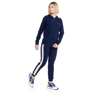 Chándal de mujer brillante con capucha y cremallera