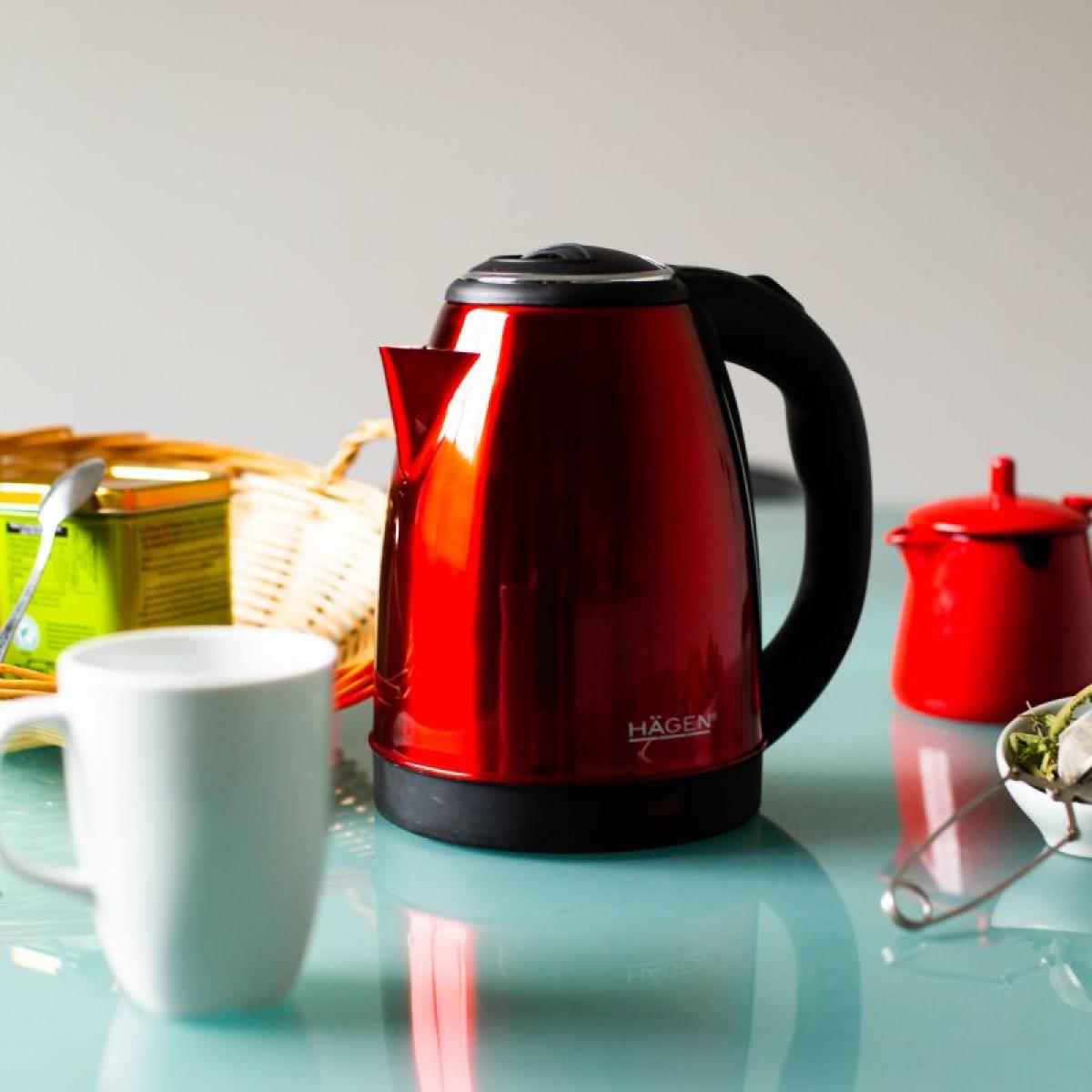 Bouilloire électrique 1.8L inox sans fil Rouge Hagen HA5525-RED