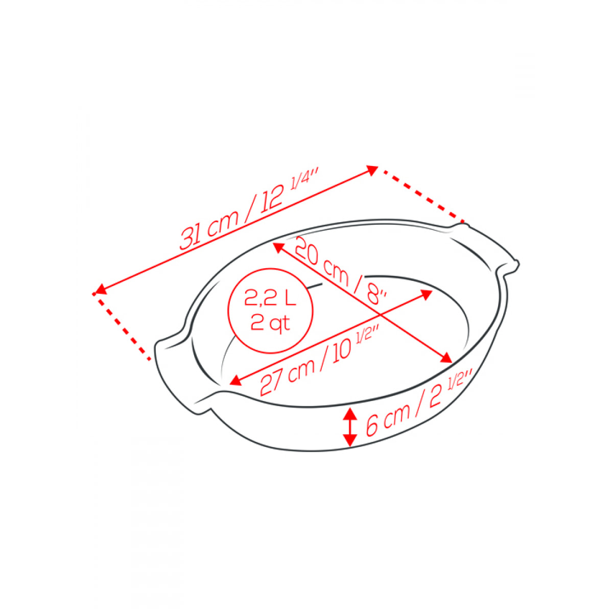 Plat four céramique ovale ardoise 31 cm - 10 1/2“ Appolia