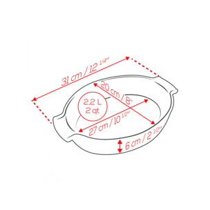 Plat four céramique ovale ardoise 31 cm - 10 1/2“ Appolia
