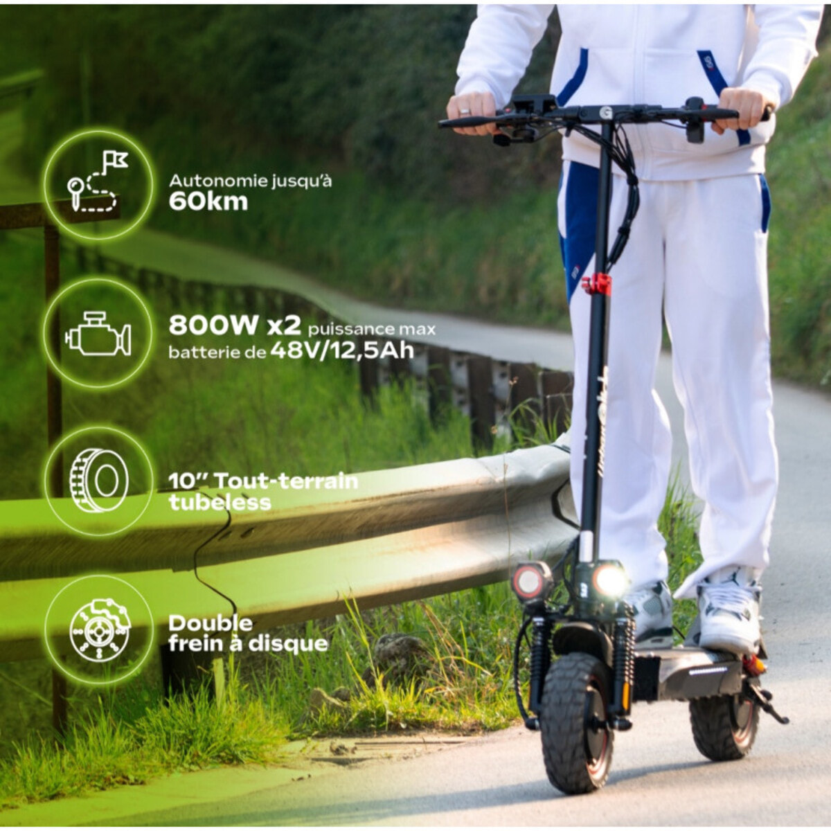 Trottinette Electrique UrbanGlide eCross DUO – 60 km d'autonomie, idéale pour les trajets longs et les terrains variés