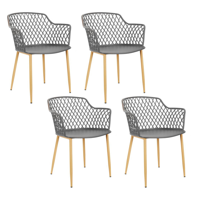 Fauteuil Exterieur Malaga Gris - Lot De 4
