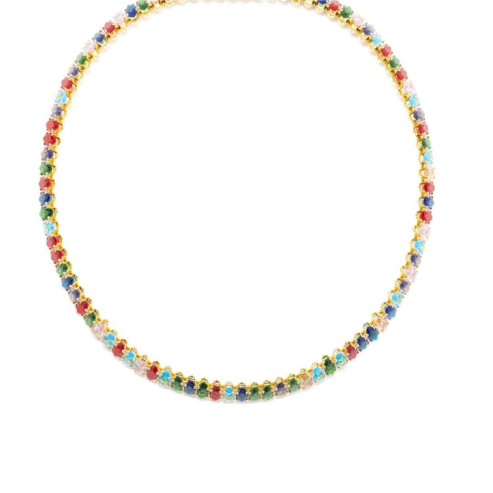 Collar con Cristal Multicolor acabado oro 18k
