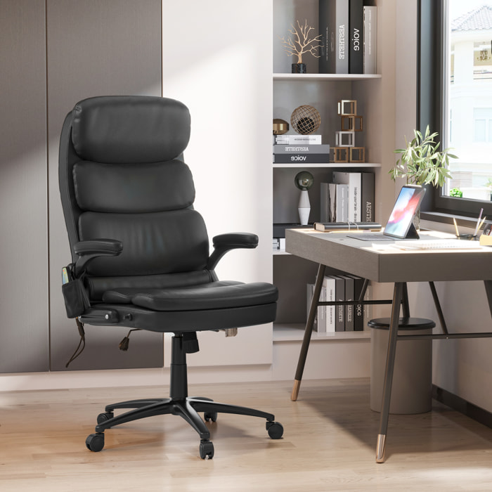 Fauteuil de bureau direction massant 6 points inclinable réglable synthétique noir