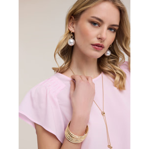 Motivi - Blusa in crêpe de chine con pieghe - Rosa