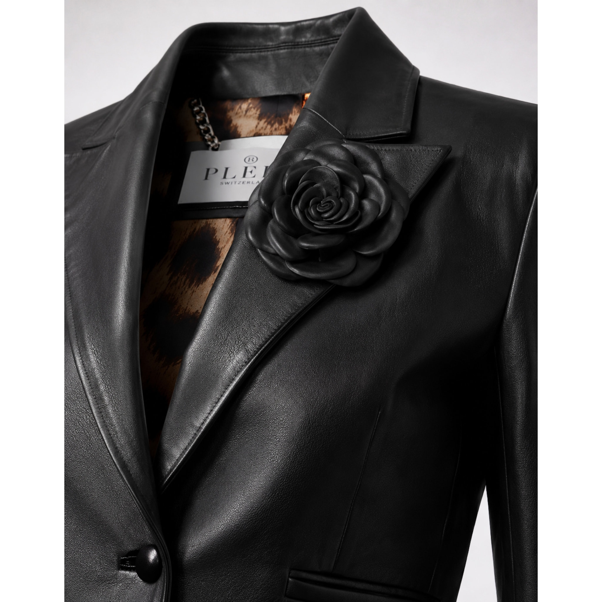 PHILIPP PLEIN Blazer de cuero FLOWER
