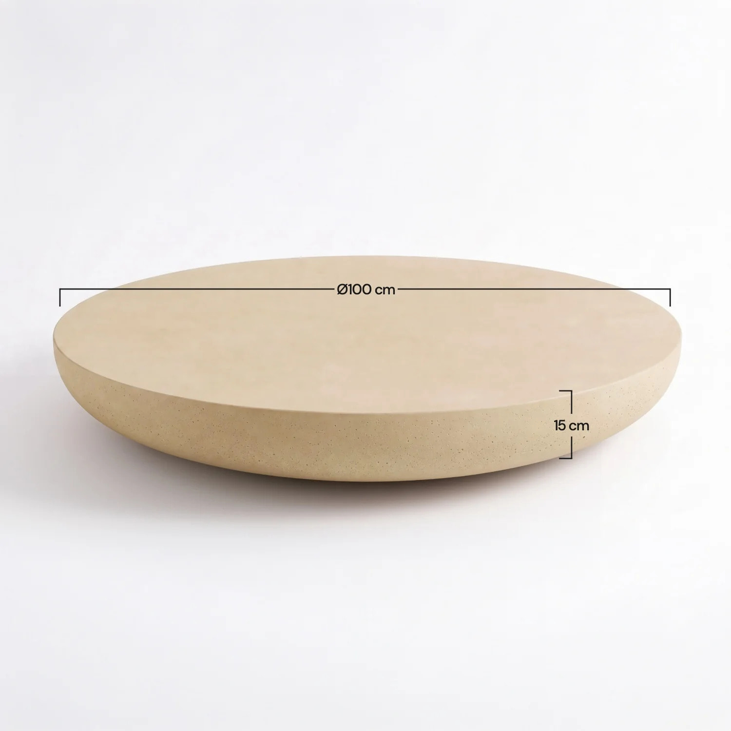 Table basse ronde beige en fibre d'argile effet béton D100 cm - Milos