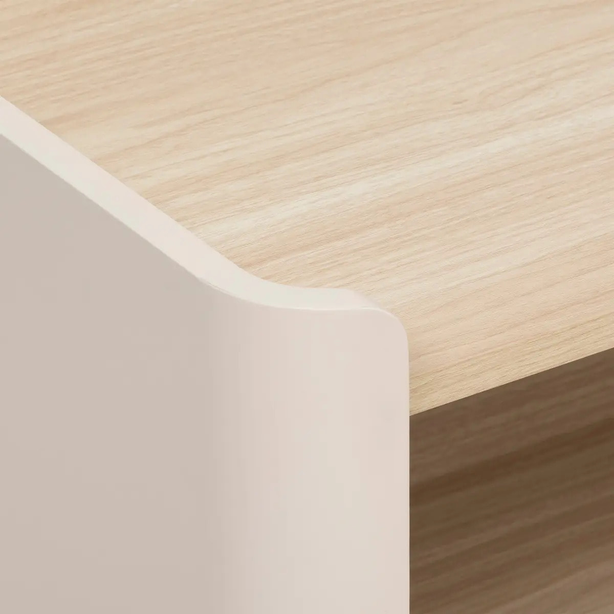 Buffet 2 portes Roundy blanc ivoire et bois