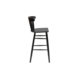 Tabouret de bar vintage à barreaux noir mat H65 cm DARIA