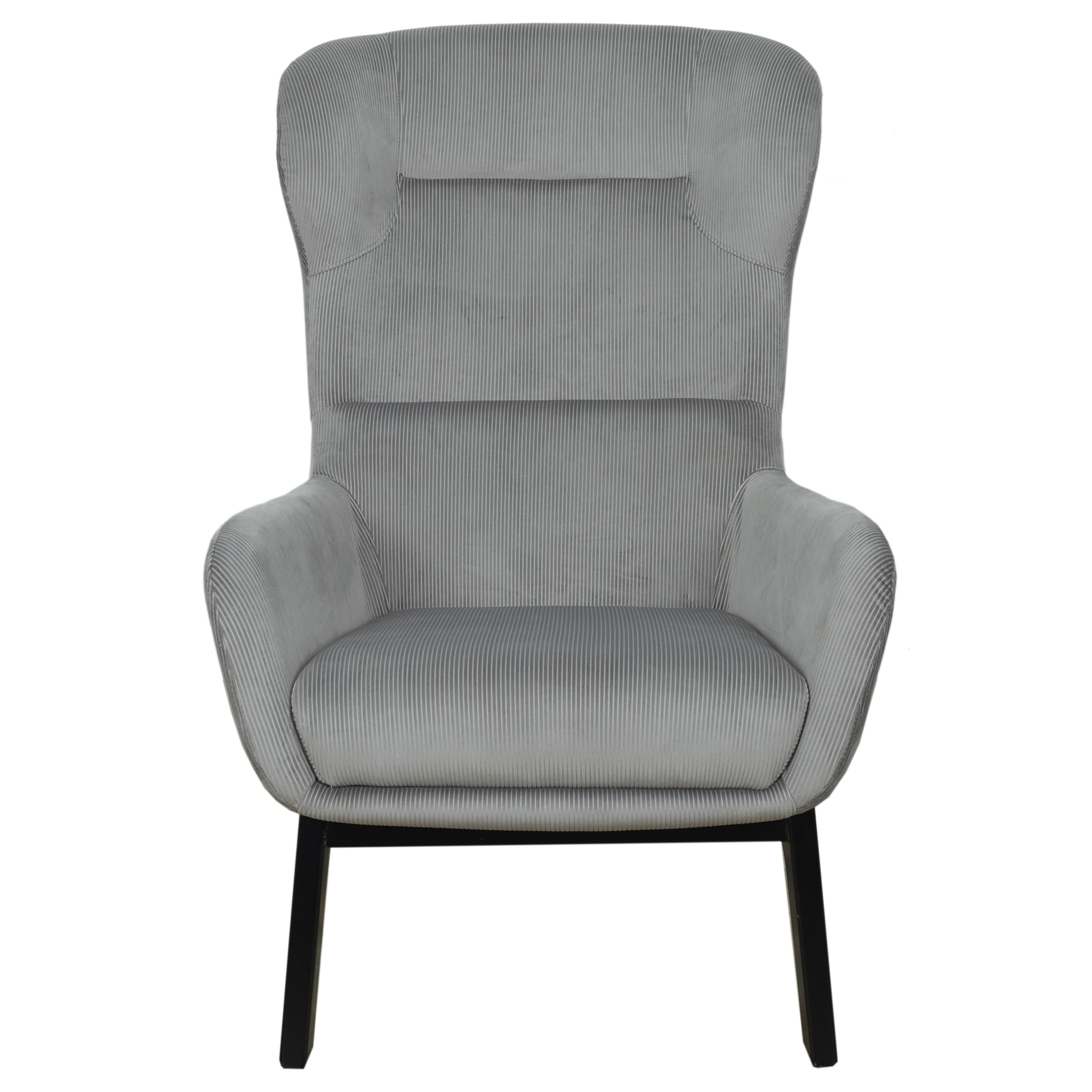 Fauteuil Velours Cotele Roma Gris Fonce
