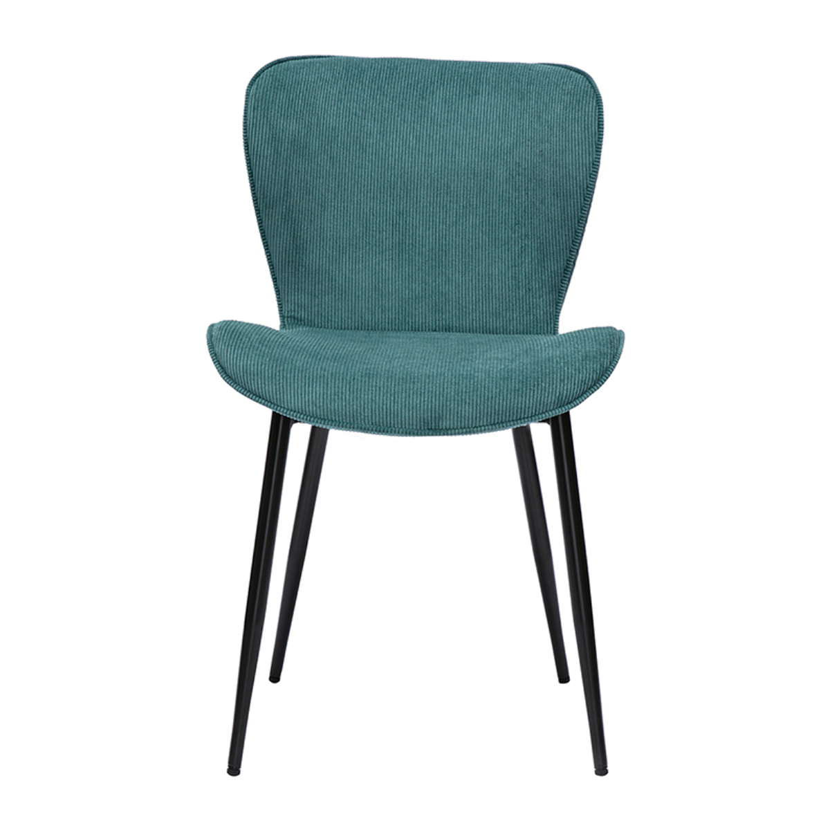 Chaises design en tissu velours côtelé bleu canard et métal noir (lot de 2) ADDICT