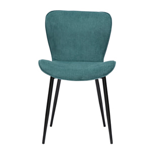 Chaises design en tissu velours côtelé bleu canard et métal noir (lot de 2) ADDICT